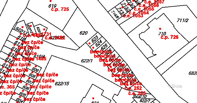 Děčín 47242841 na parcele st. 625 v KÚ Děčín, Katastrální mapa