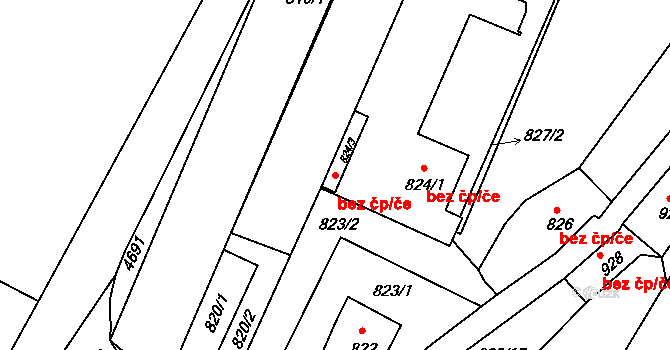 Šatov 48055841 na parcele st. 824/3 v KÚ Šatov, Katastrální mapa