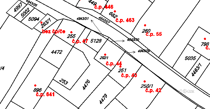 Boršice 44 na parcele st. 252/1 v KÚ Boršice u Buchlovic, Katastrální mapa