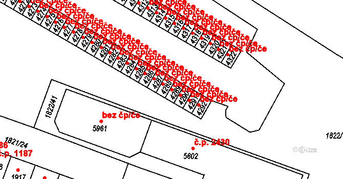 Písek 48709841 na parcele st. 4289 v KÚ Písek, Katastrální mapa