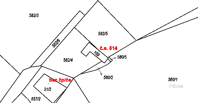Lipno 514, Líšťany na parcele st. 169 v KÚ Lipno u Hunčic, Katastrální mapa