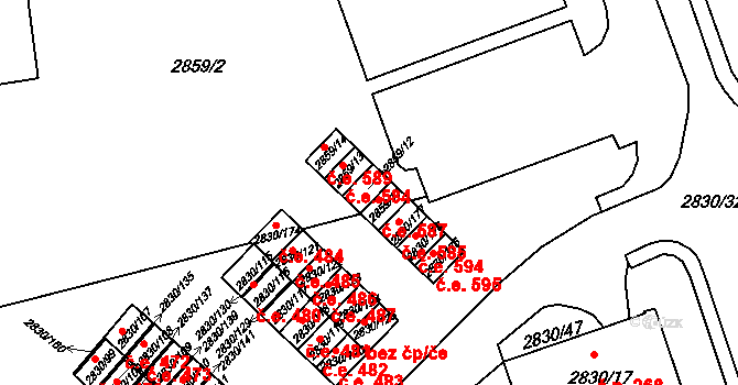 Rumburk 1 588, Rumburk na parcele st. 2859/12 v KÚ Rumburk, Katastrální mapa