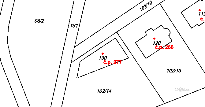 Přerov XI-Vinary 277, Přerov na parcele st. 130 v KÚ Popovice u Přerova, Katastrální mapa