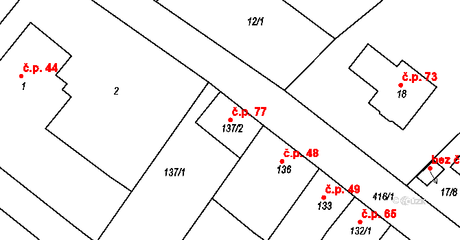 Přerov IX-Lýsky 77, Přerov na parcele st. 137/2 v KÚ Lýsky, Katastrální mapa