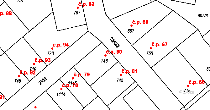 Beroun-Zavadilka 80, Beroun na parcele st. 746 v KÚ Beroun, Katastrální mapa