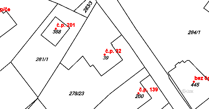 Lobkovice 32, Neratovice na parcele st. 39 v KÚ Lobkovice, Katastrální mapa
