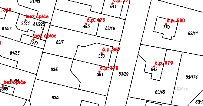 Lobeček 357, Kralupy nad Vltavou na parcele st. 353 v KÚ Lobeček, Katastrální mapa