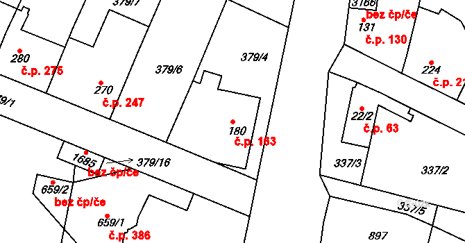 Neratovice 163 na parcele st. 180 v KÚ Neratovice, Katastrální mapa