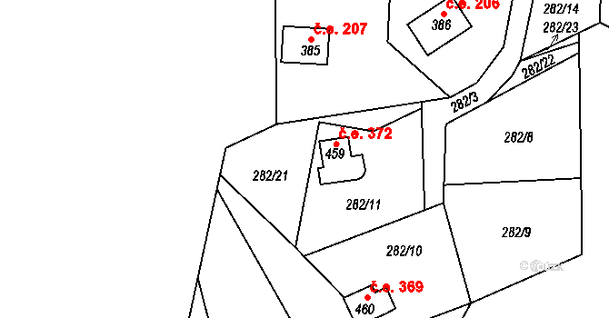 Černolice 372 na parcele st. 459 v KÚ Černolice, Katastrální mapa
