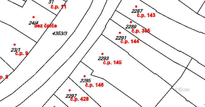 Veselí nad Lužnicí I 145, Veselí nad Lužnicí na parcele st. 2293 v KÚ Veselí nad Lužnicí, Katastrální mapa