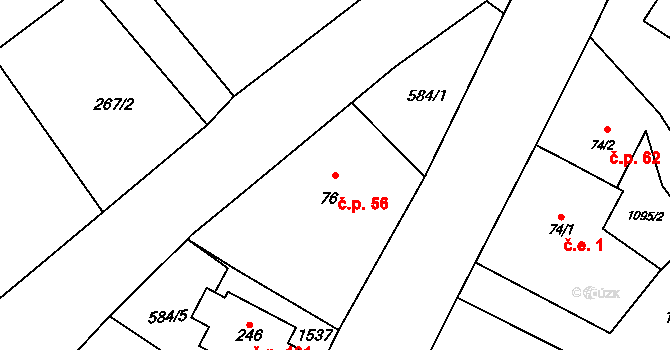 Prapořiště 56, Kdyně na parcele st. 76 v KÚ Prapořiště, Katastrální mapa