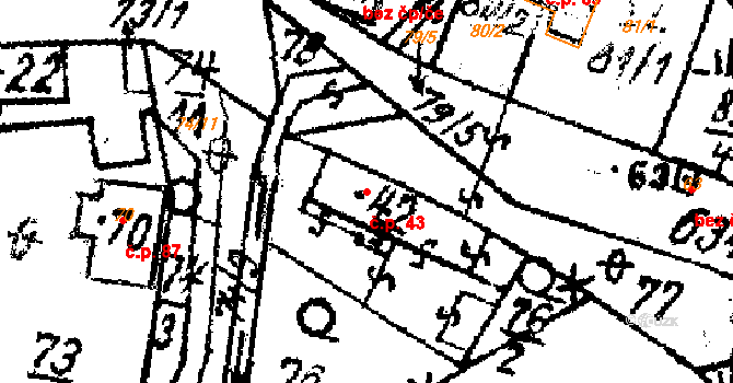 Březí 43, Žinkovy na parcele st. 42 v KÚ Březí u Žinkov, Katastrální mapa