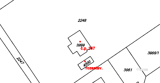 Bravantice 267 na parcele st. 3999 v KÚ Bravantice, Katastrální mapa