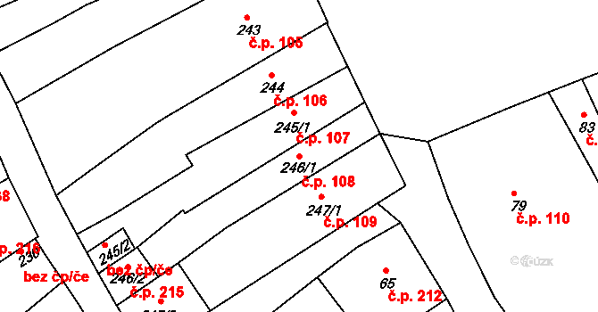 Broumov 108 na parcele st. 246/1 v KÚ Broumov, Katastrální mapa