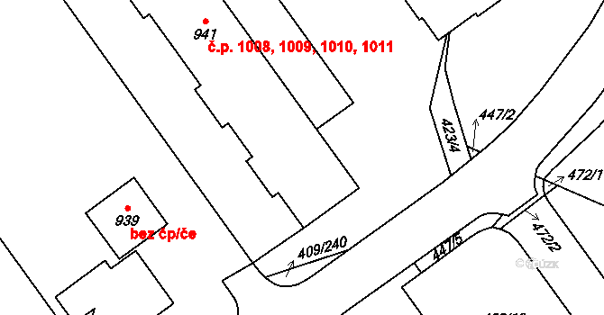 Studánka 1008,1009,1010,1011, Pardubice na parcele st. 941 v KÚ Studánka, Katastrální mapa