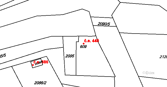 Velké Opatovice 445 na parcele st. 609 v KÚ Velké Opatovice, Katastrální mapa
