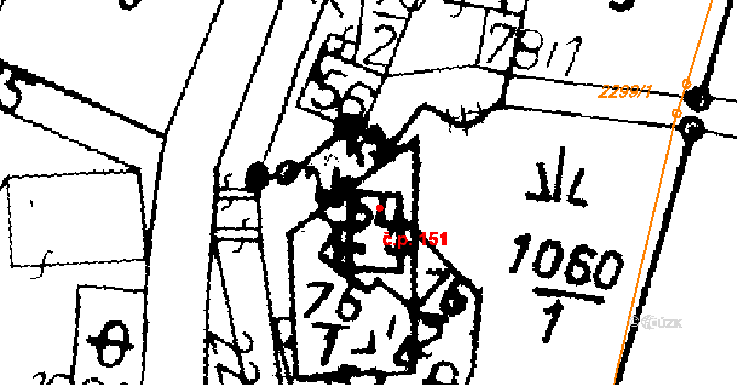 Merboltice 151 na parcele st. 54 v KÚ Merboltice, Katastrální mapa