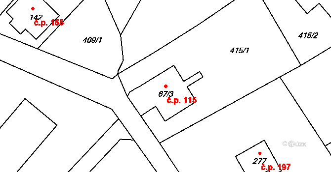 Arnoltice 115 na parcele st. 67/3 v KÚ Arnoltice, Katastrální mapa