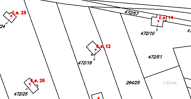 Chlum 12, Křemže na parcele st. 472/18 v KÚ Chlum u Křemže, Katastrální mapa