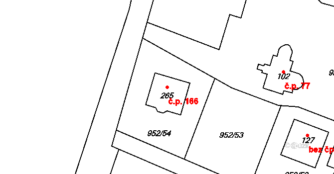 Bolina 166, Vlašim na parcele st. 265 v KÚ Bolina, Katastrální mapa