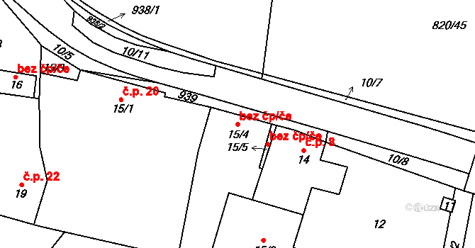 Zruč-Senec 89198841 na parcele st. 15/4 v KÚ Zruč, Katastrální mapa