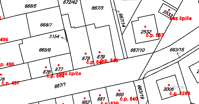 Vodňany II 546, Vodňany na parcele st. 879 v KÚ Vodňany, Katastrální mapa