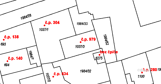 Beroun-Závodí 979, Beroun na parcele st. 1037/3 v KÚ Beroun, Katastrální mapa