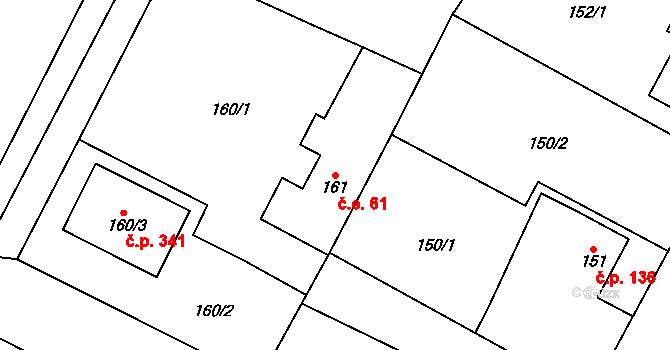 Senec 61, Zruč-Senec na parcele st. 161 v KÚ Senec u Plzně, Katastrální mapa