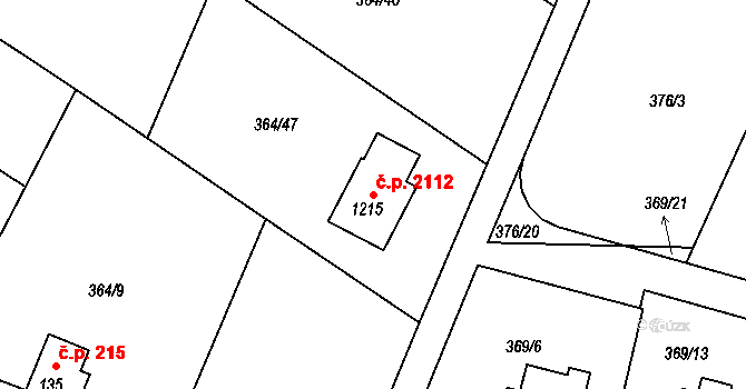 Ládví 2112, Kamenice na parcele st. 1215 v KÚ Ládví, Katastrální mapa
