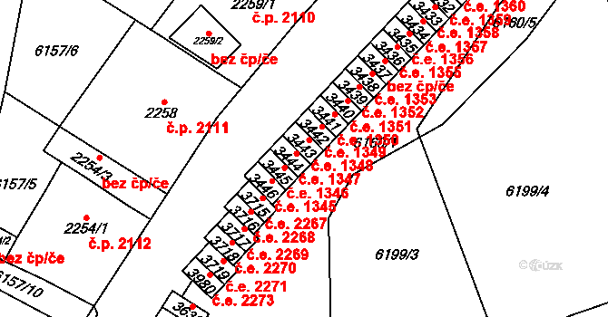 Žatec 1347 na parcele st. 3444 v KÚ Žatec, Katastrální mapa