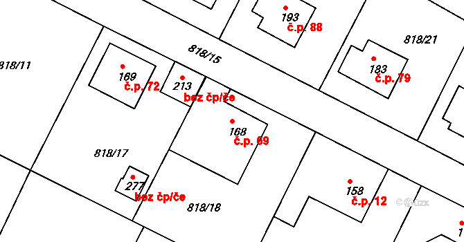 Dolní Březinka 69, Světlá nad Sázavou na parcele st. 168 v KÚ Dolní Březinka, Katastrální mapa