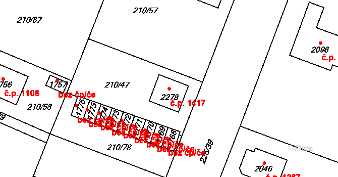 Starý Plzenec 1417 na parcele st. 2278 v KÚ Starý Plzenec, Katastrální mapa