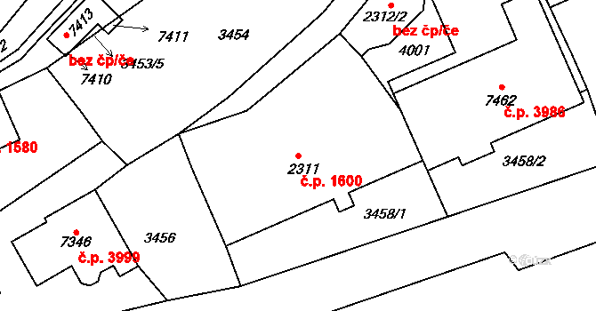 Havlíčkův Brod 1600 na parcele st. 2311 v KÚ Havlíčkův Brod, Katastrální mapa