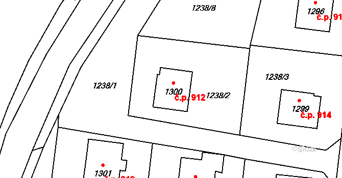 Ledeč nad Sázavou 912 na parcele st. 1300 v KÚ Ledeč nad Sázavou, Katastrální mapa