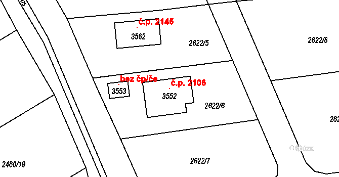 Lysá nad Labem 2106 na parcele st. 3552 v KÚ Lysá nad Labem, Katastrální mapa