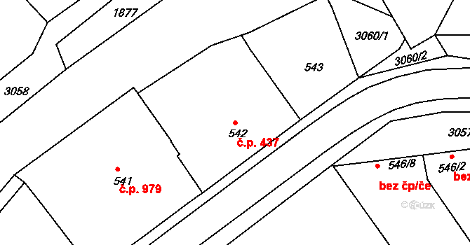 Rychnov nad Kněžnou 437 na parcele st. 542 v KÚ Rychnov nad Kněžnou, Katastrální mapa