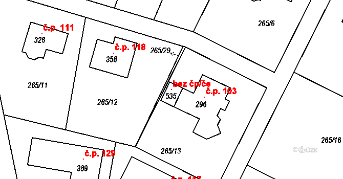 Bořanovice 98438841 na parcele st. 535 v KÚ Bořanovice, Katastrální mapa