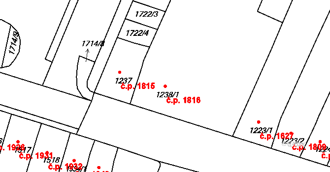 Kroměříž 1816 na parcele st. 1238/1 v KÚ Kroměříž, Katastrální mapa