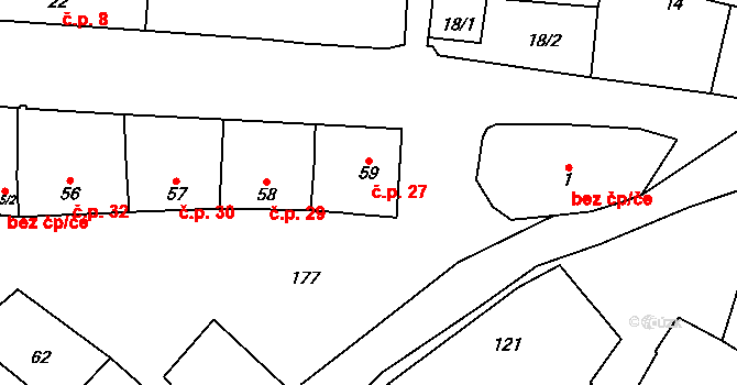 Lutotín 27, Bílovice-Lutotín na parcele st. 59 v KÚ Lutotín, Katastrální mapa