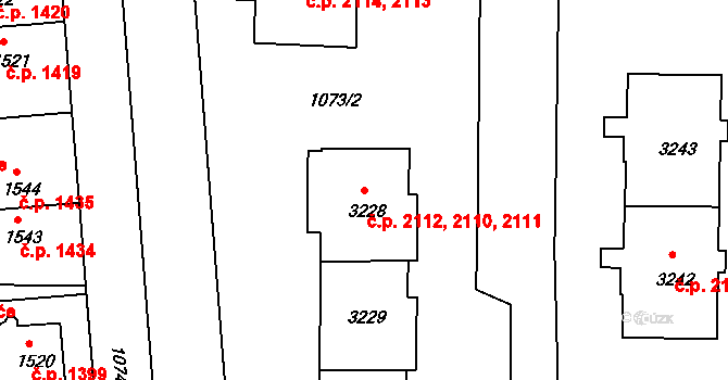 Nymburk 2110,2111,2112 na parcele st. 3228 v KÚ Nymburk, Katastrální mapa