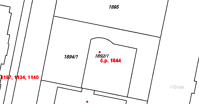 Kladno 1844 na parcele st. 1892/1 v KÚ Kladno, Katastrální mapa