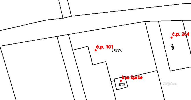 Horní Těrlicko 101, Těrlicko na parcele st. 1877/1 v KÚ Horní Těrlicko, Katastrální mapa