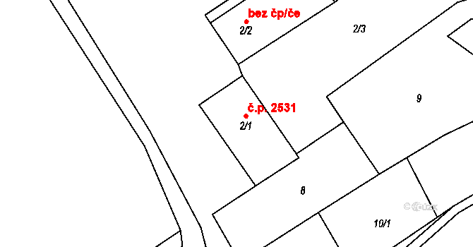 Šumperk 2531 na parcele st. 2/1 v KÚ Dolní Temenice, Katastrální mapa