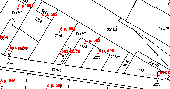 Třeboň II 503, Třeboň na parcele st. 2224 v KÚ Třeboň, Katastrální mapa
