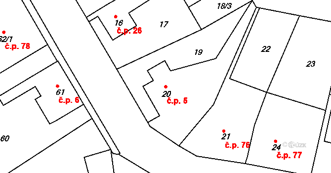 Dolní Pochlovice 5, Kynšperk nad Ohří na parcele st. 20 v KÚ Dolní Pochlovice, Katastrální mapa