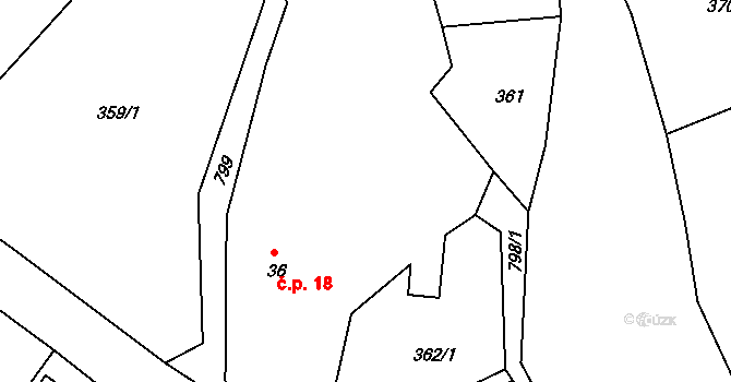 Sedlíšťka 18, Vlastibořice na parcele st. 36 v KÚ Vlastibořice, Katastrální mapa