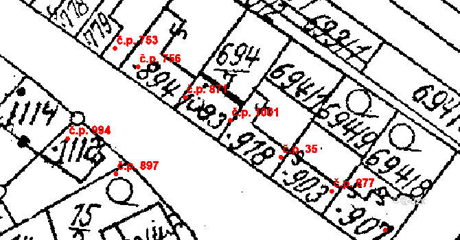 Lanžhot 1001 na parcele st. 1083 v KÚ Lanžhot, Katastrální mapa