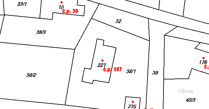 Smilovice 157 na parcele st. 221 v KÚ Smilovice u Třince, Katastrální mapa