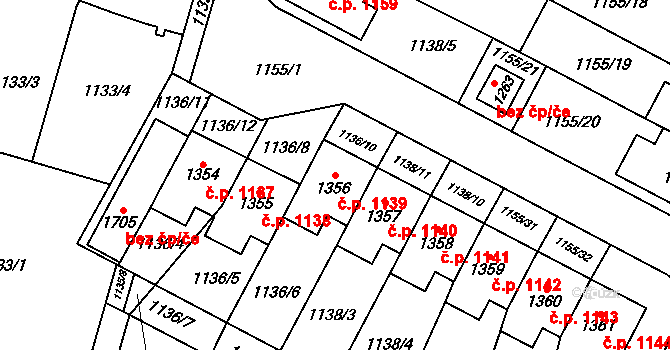 Třebechovice pod Orebem 1139 na parcele st. 1356 v KÚ Třebechovice pod Orebem, Katastrální mapa