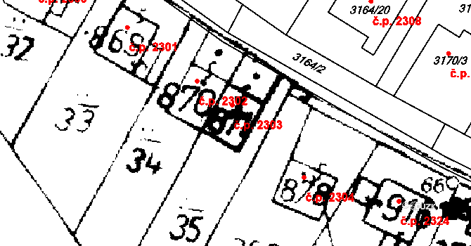 Podlusky 2303, Roudnice nad Labem na parcele st. 871 v KÚ Podlusky, Katastrální mapa